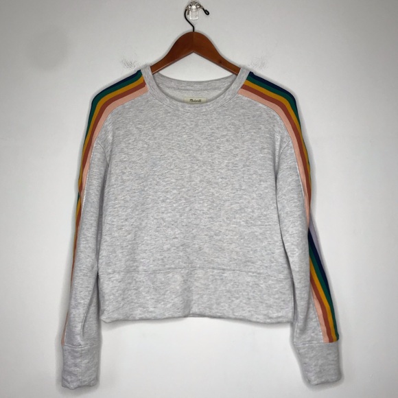 Madewell Rainbow-Inset Crop Sweatshirt Size Small - Picture 3 of 9